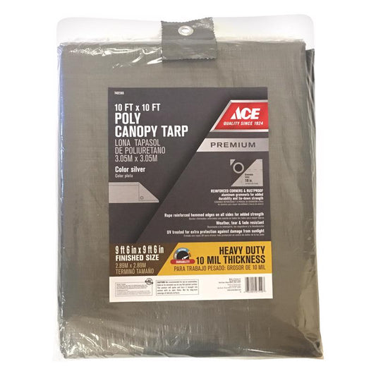 Ace 10 ft. W X 10 ft. L Heavy Duty Polyethylene Canopy Tarp Silver