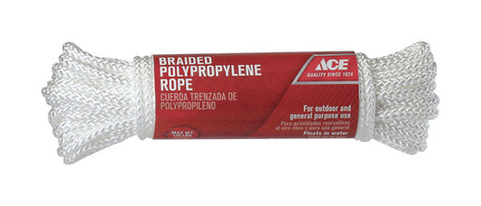 Ace 1/4 in. D X 50 ft. L White Diamond Braided Polypropylene Rope