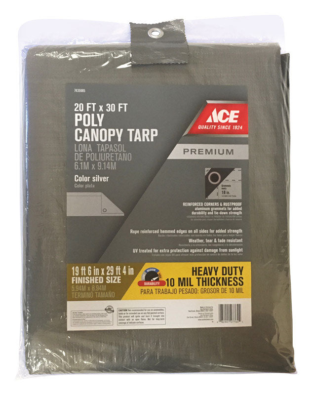 Ace 20 ft. W X 30 ft. L Heavy Duty Polyethylene Canopy Tarp Silver