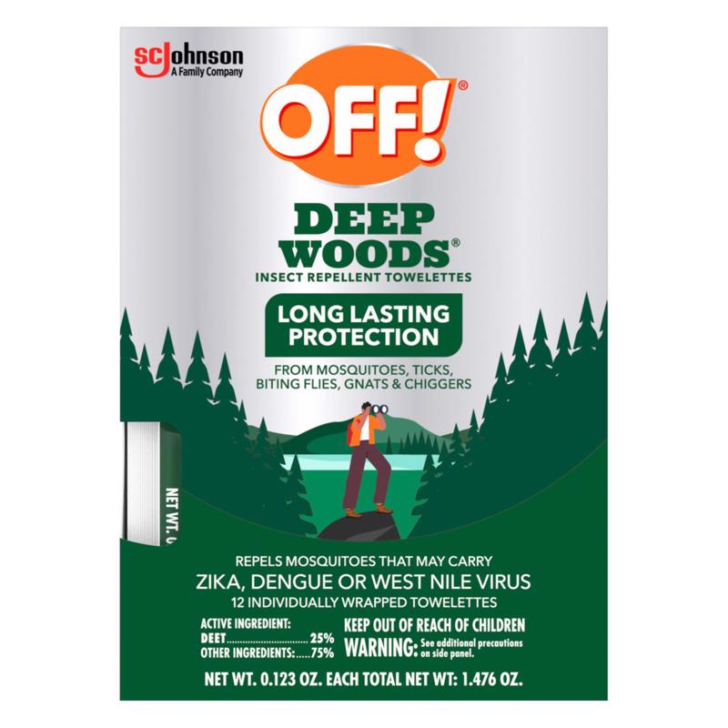 OFF! Deep Woods Insect Repellent Towelettes For Mosquitoes 12 pk