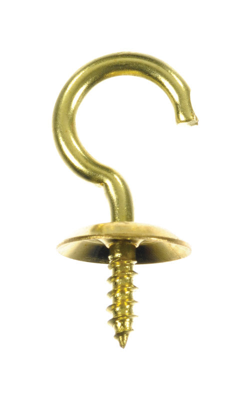 Ace Small Polished Brass Green Brass 0.875 in. L Cup Hook 8 lb 5 pk