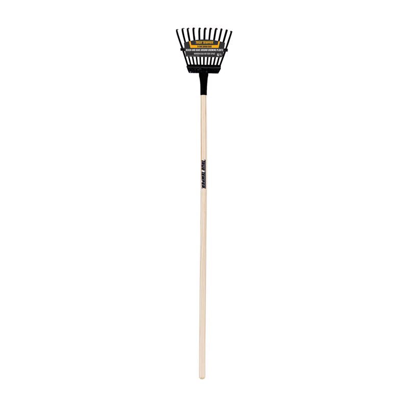 True Temper 61.65 in. 11 Tine Steel Shrub Rake Wood Handle