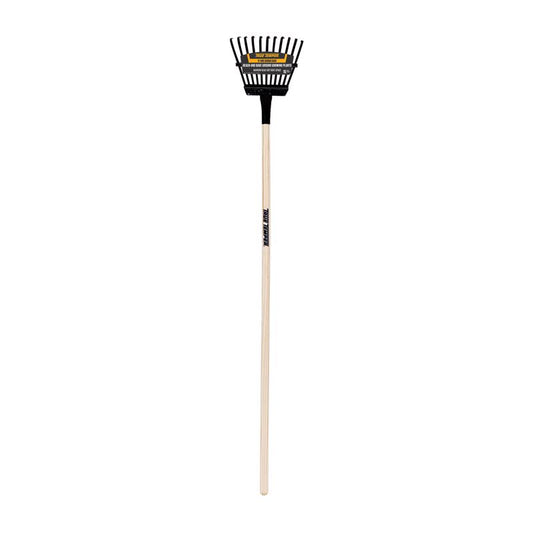 True Temper 61.65 in. 11 Tine Steel Shrub Rake Wood Handle
