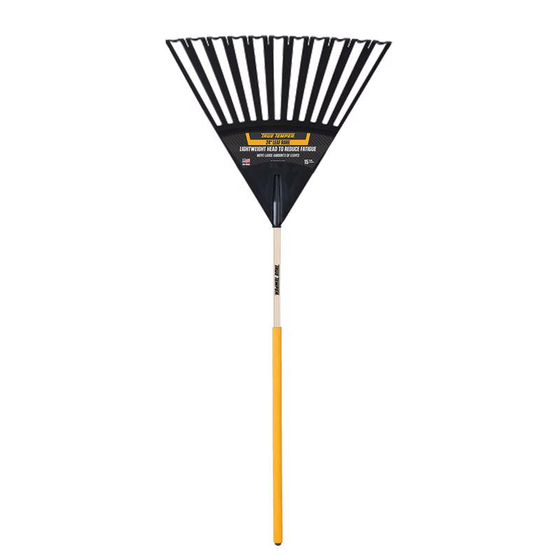 True Temper 63.62 in. 30 Tine Poly Leaf Rake Wood Handle