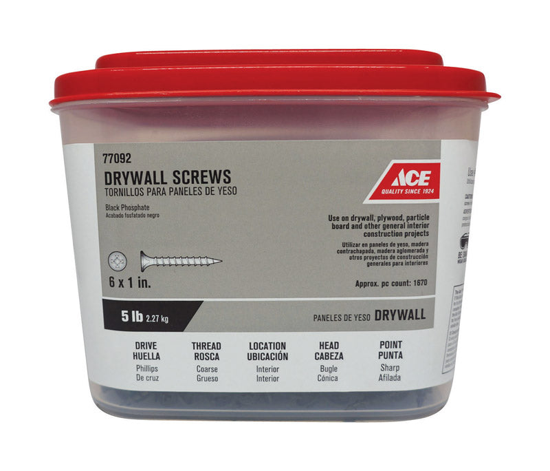 Ace No. 6 wire X 1 in. L Phillips Coarse Drywall Screws 5 lb 1693 pk