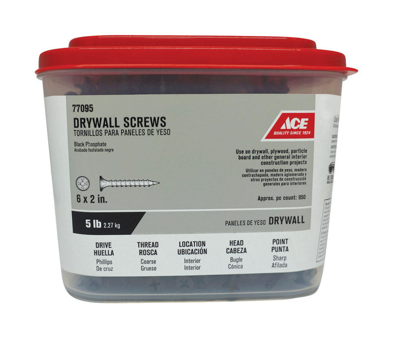 Ace No. 6 wire X 2 in. L Phillips Coarse Drywall Screws 5 lb 945 pk