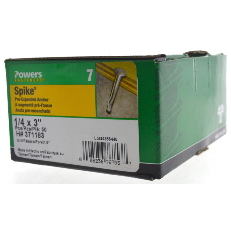 HILLMAN 1/4 in. D X 3 in. L Steel Flat Head Spike Anchors 50 pk