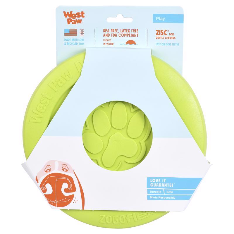 West Paw Zogoflex Green Plastic Zisc Disc Pet Toy Large 1 pk