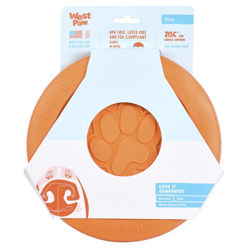 West Paw Zogoflex Orange Plastic Zisc Disc Pet Toy Large 1 pk