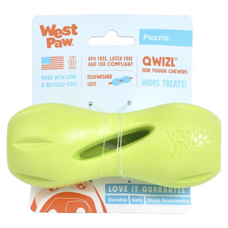 West Paw Zogoflex Green Plastic Qwizl Pet Toy Small 1 pk