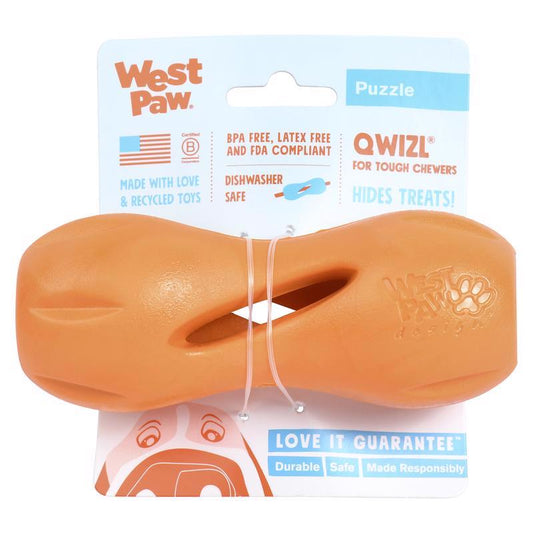 West Paw Zogoflex Orange Plastic Qwizl Pet Toy Small 1 pk
