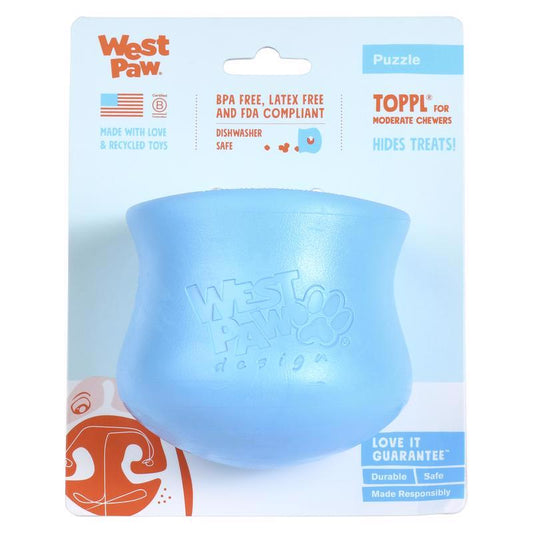 West Paw Zogoflex Blue Plastic Toppl Pet Toy Large 1 pk