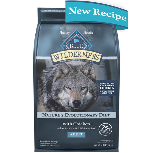 Blue Buffalo Wilderness Adult Chicken Dry Dog Food Grain Free 4.5 lb