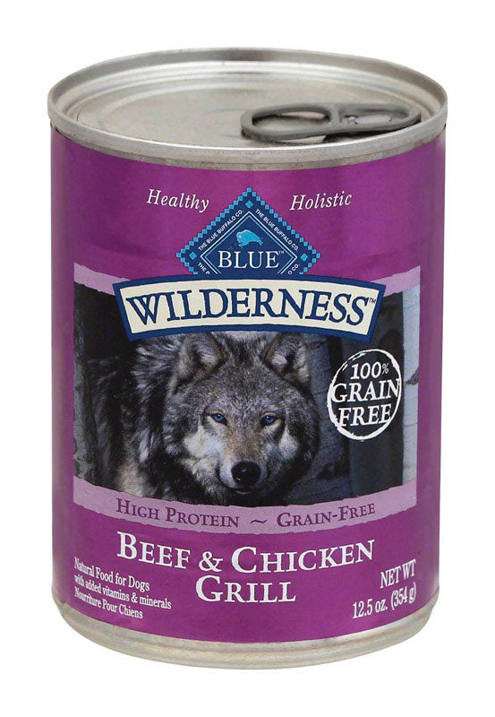 Blue Buffalo Wilderness All Ages Beef and Chicken Dog Food Grain Free 12.5 oz