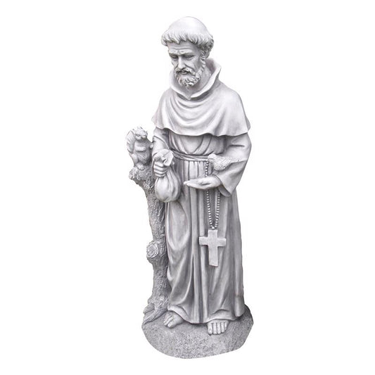 Alpine Gray Fiberglass 31 in. H X 12 in. L X 10 in. W St. Francis Statue