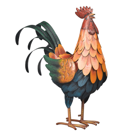 Regal Art & Gift Multicolored Metal 15.75 in. H X 13 in. L X 6.25 in. W Golden Rooster Statue