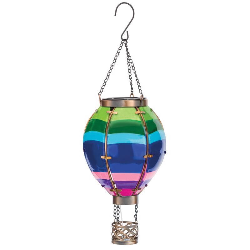 Regal Art & Gift Multicolored Glass/Metal 15 in. H X 5 in. L X 5 in. W Hot Air Striped Balloon Lante