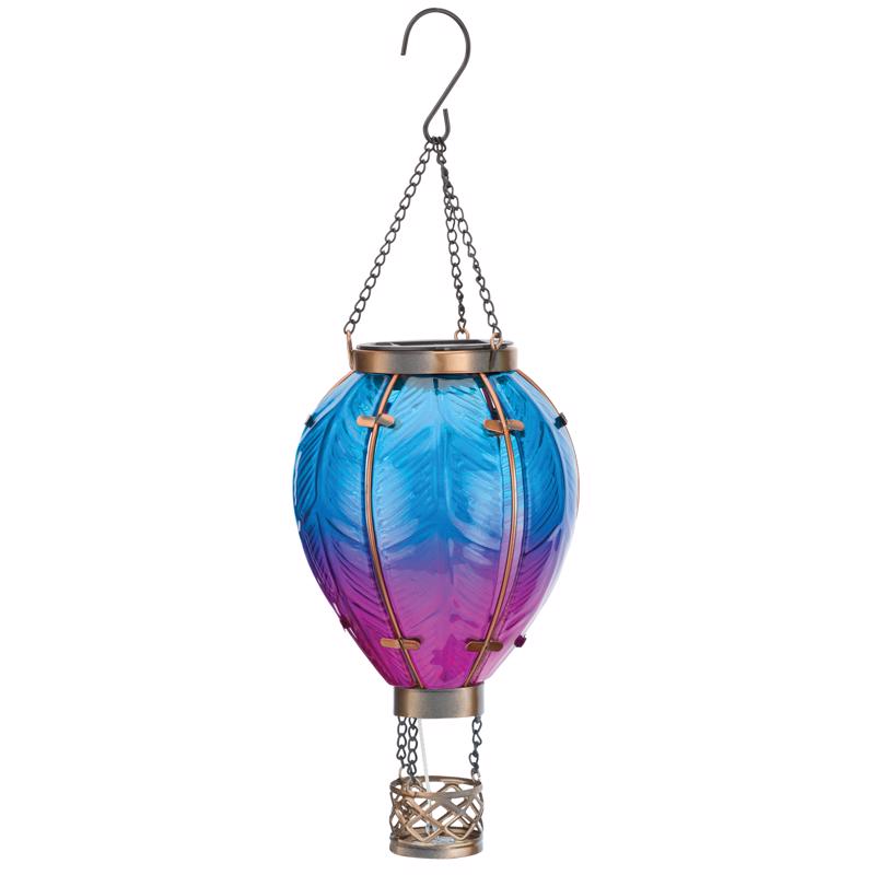 Regal Art & Gift Blue/Pink Glass/Metal 15 in. H X 5 in. L X 5 in. W Hot Air Balloon Lantern