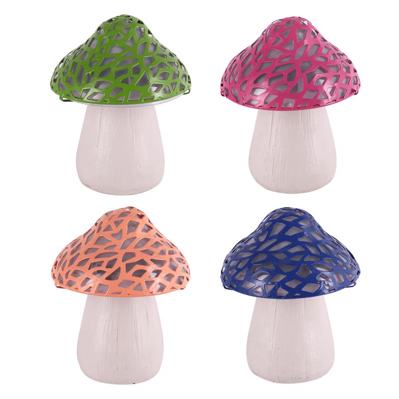 Luminous Garden Metal/Resin Assorted 6 in. Mushroom Statue