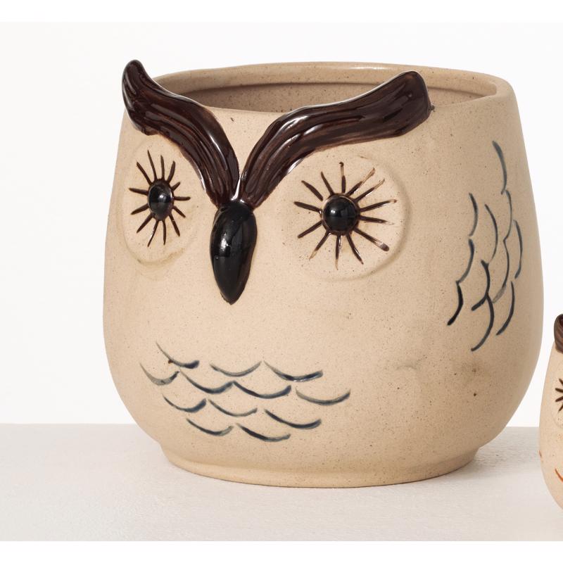 Sullivans Brown Ceramic 6 in. H X 5.5 in. L X 5.5 in. W Owl Planter