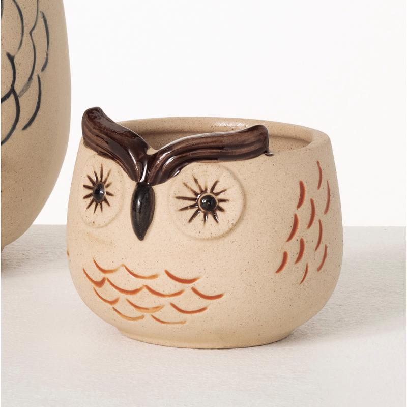 Sullivans Brown Ceramic 3 in. H X 3.25 in. L X 3.25 in. W Owl Planter