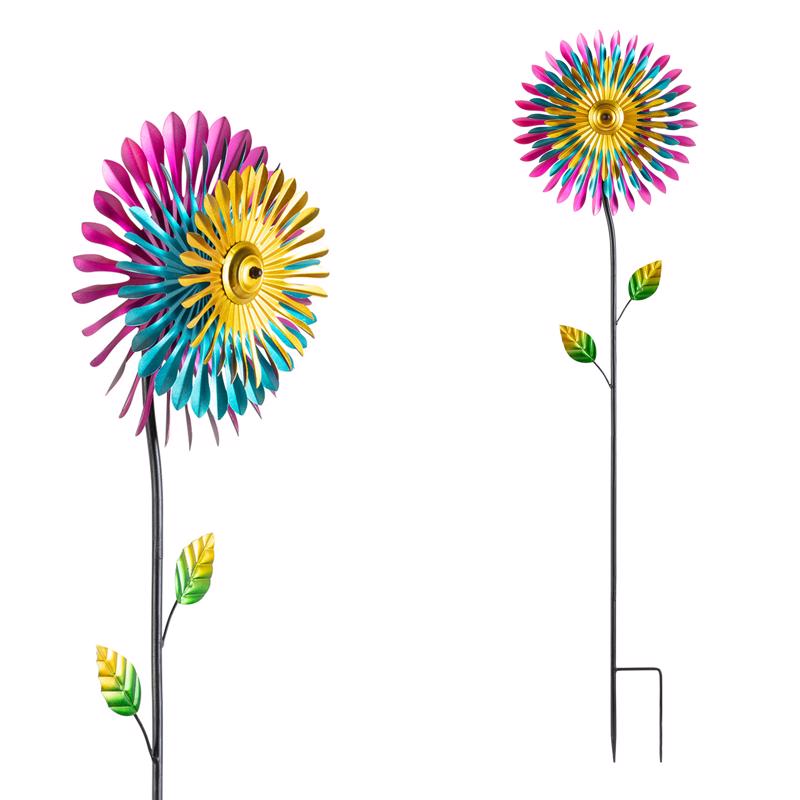 Alpine Multicolored Metal 47 in. H X 12 in. L X 6 in. W Wind Garden Stake Spinner