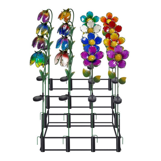 Alpine Multicolored Glass/Metal 33 in. H X 6 in. L X 4 in. W Flower Solar Garden Stake