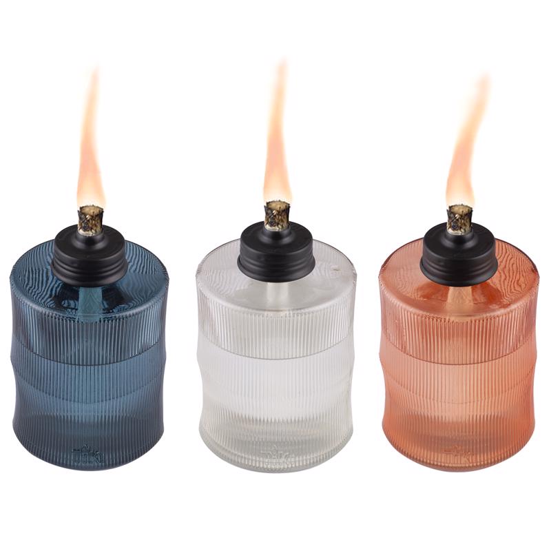 TIKI Assorted Glass 5.8 in. Carved Tabletop Torch 1 pc