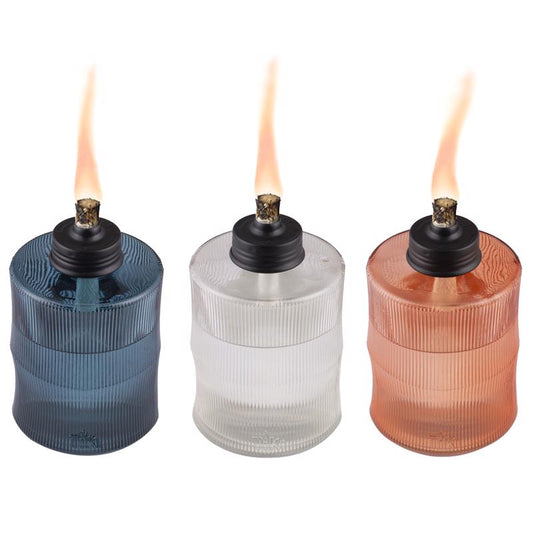 TIKI Assorted Glass 5.8 in. Carved Tabletop Torch 1 pc