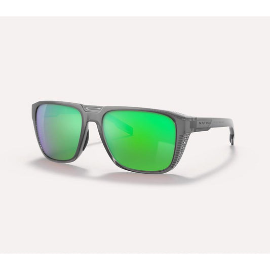 Native Mammoth Unisex Matte Smoke Crystal Frame Green Lens Polarized Sunglasses