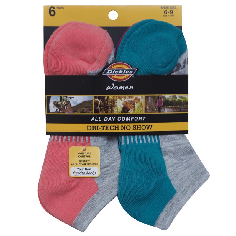 Dickies Dri Tech Women's 6-9 No-Show Socks Assorted