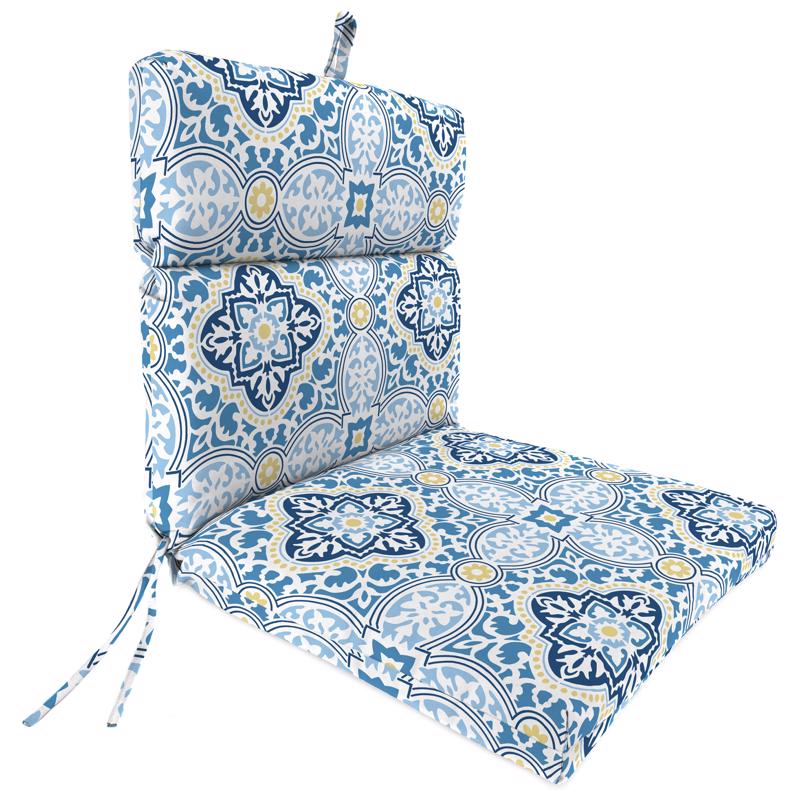 Jordan Manufacturing Blue Geometric Polyester Chair Cushion 4 in. H X 22 in. W X 44 in. L