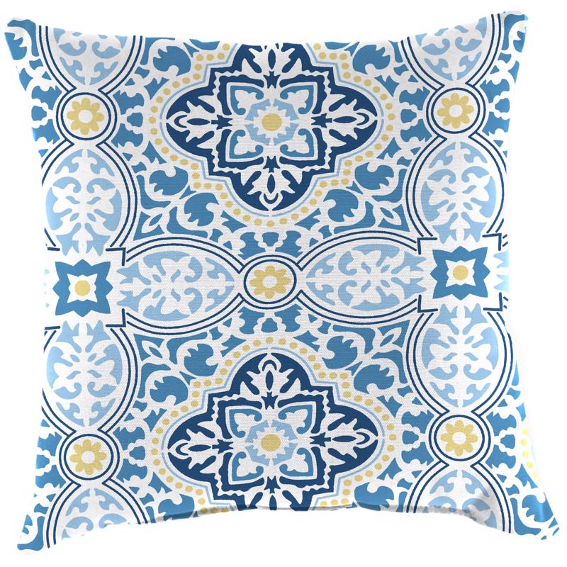 Jordan Manufacturing Blue Geometric Polyester Throw Pillow 4 in. H X 18 in. W X 18 in. L
