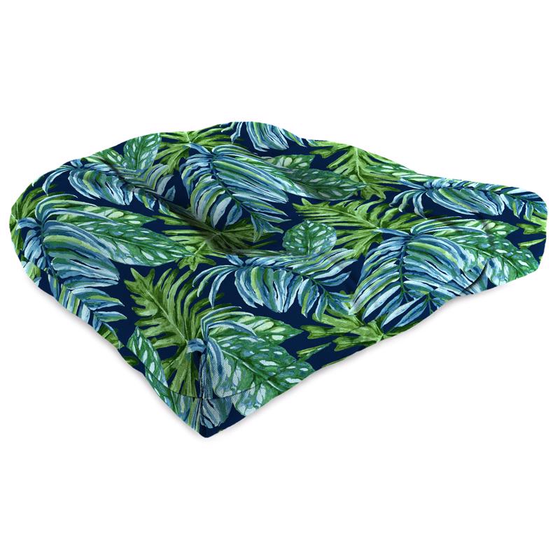 Jordan Manufacturing Blue/Green Floral Polyester Wicker Seat Cushion 4 in. H X 19 in. W X 19 in. L