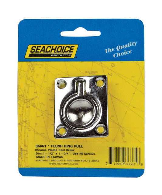 Seachoice Chrome-Plated Brass 1-3/4 in. L X 1-1/2 in. W Flush Ring Pull 1 pk