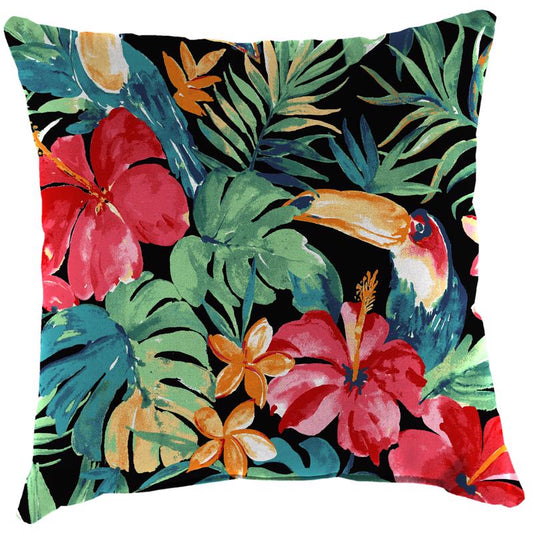 Jordan Manufacturing Black Tropical Polyester Throw Pillow 4 in. H X 18 in. W X 18 in. L