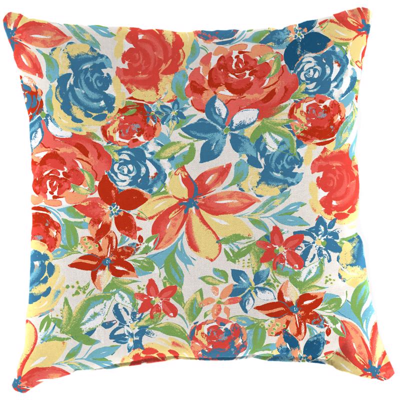 Jordan Manufacturing Multicolored Floral Polyester Throw Pillow 4 in. H X 16 in. W X 16 in. L