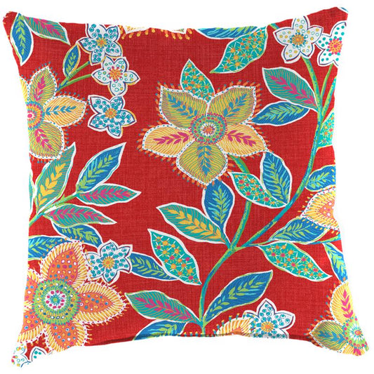 Jordan Manufacturing Multicolored Floral Polyester Throw Pillow 4 in. H X 18 in. W X 18 in. L