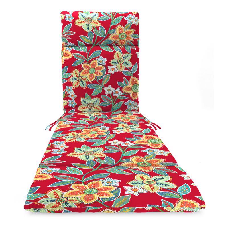 Jordan Manufacturing Red Floral Polyester Chaise Cushion 3.5 in. H X 22 in. W X 72 in. L