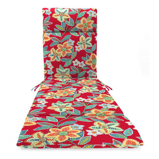 Jordan Manufacturing Red Floral Polyester Chaise Cushion 3.5 in. H X 22 in. W X 72 in. L
