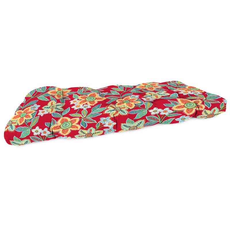 Jordan Manufacturing Red Floral Polyester Wicker Settee Cushion 4 in. H X 19 in. W X 46 in. L