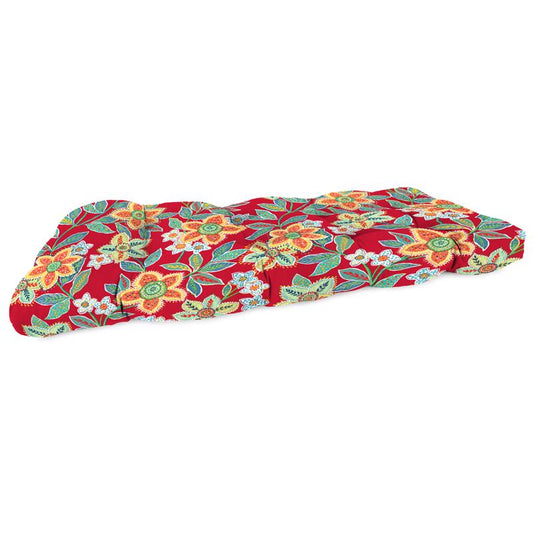 Jordan Manufacturing Red Floral Polyester Wicker Settee Cushion 4 in. H X 19 in. W X 46 in. L