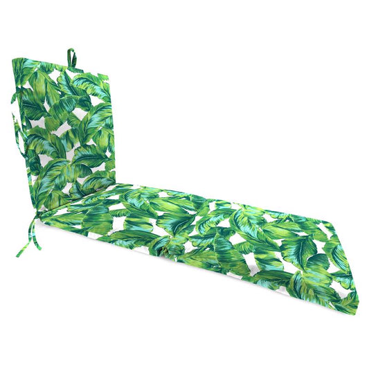 Jordan Manufacturing Green/White Palm Fan Polyester Chaise Lounge Cushion 26.5 in. H X 22 in. W X 72