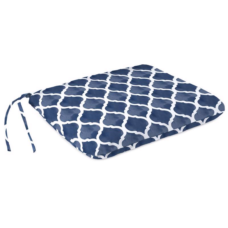 Jordan Manufacturing Company Navy Blue/White Geometric Polyester Seat Pad 2.5 in. H X 17 in. W X 15.
