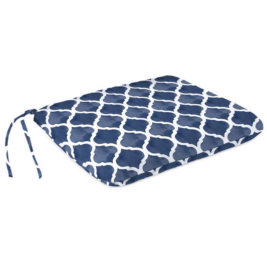 Jordan Manufacturing Company Navy Blue/White Geometric Polyester Seat Pad 2.5 in. H X 17 in. W X 15.