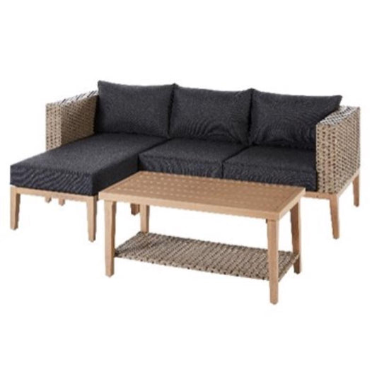 Living Accents Burbank 4 pc Brown Steel Sectional Deep Seating Set Black