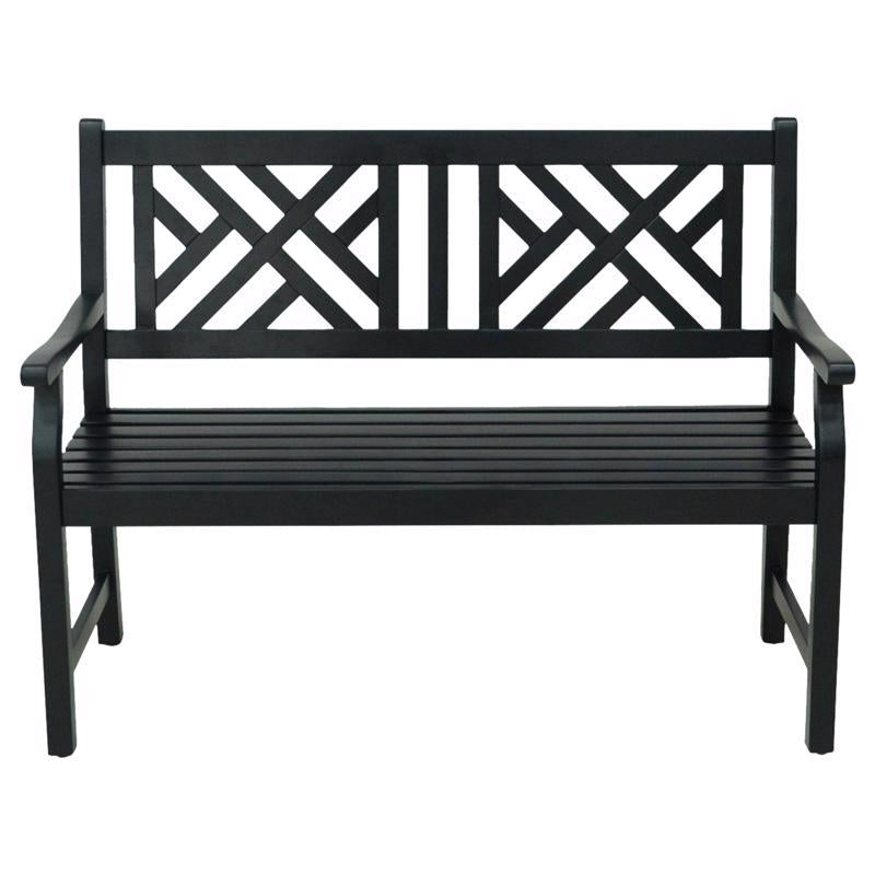 Living Accents Black Wood Outdoor Bench 36 in. H X 48.25 in. L X 24.5 in. D