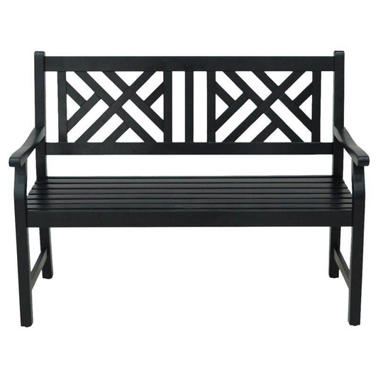 Living Accents Black Wood Outdoor Bench 36 in. H X 48.25 in. L X 24.5 in. D