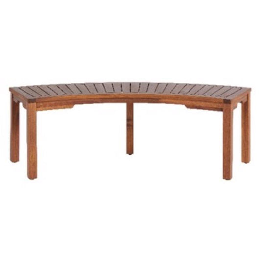 Living Accents Brown Wood Curved Outdoor Bench 17.25 in. H X 58.5 in. L X 15.75 in. D