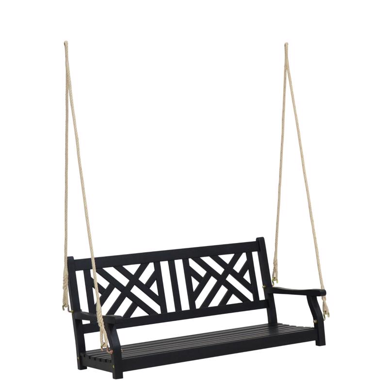 Living Accents 2 Person Black Wood Porch Swing